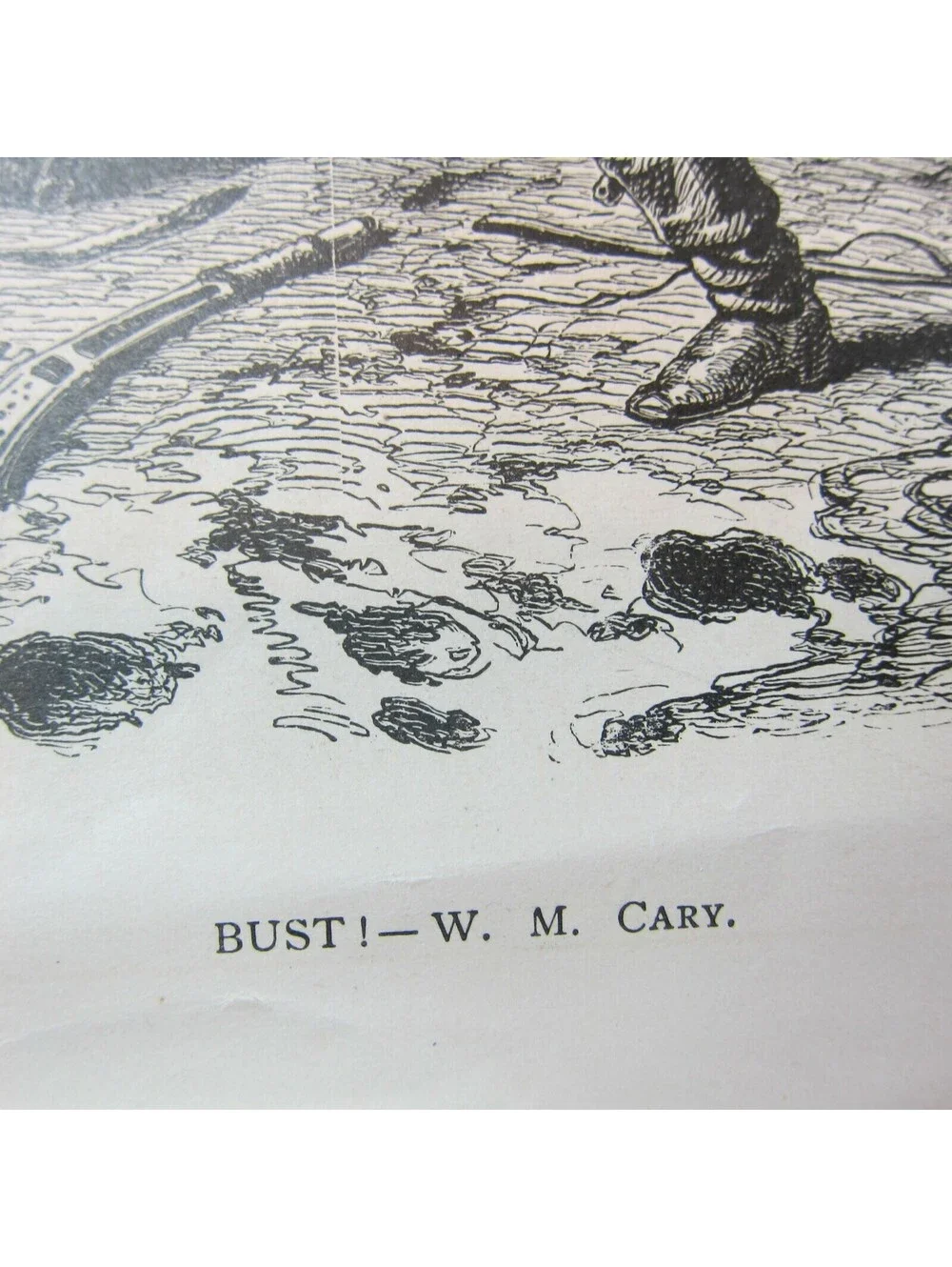 Antique 1873 Engraving Print Pikes Peak or BUST! W.M. Cary Wagon Indian Attack
